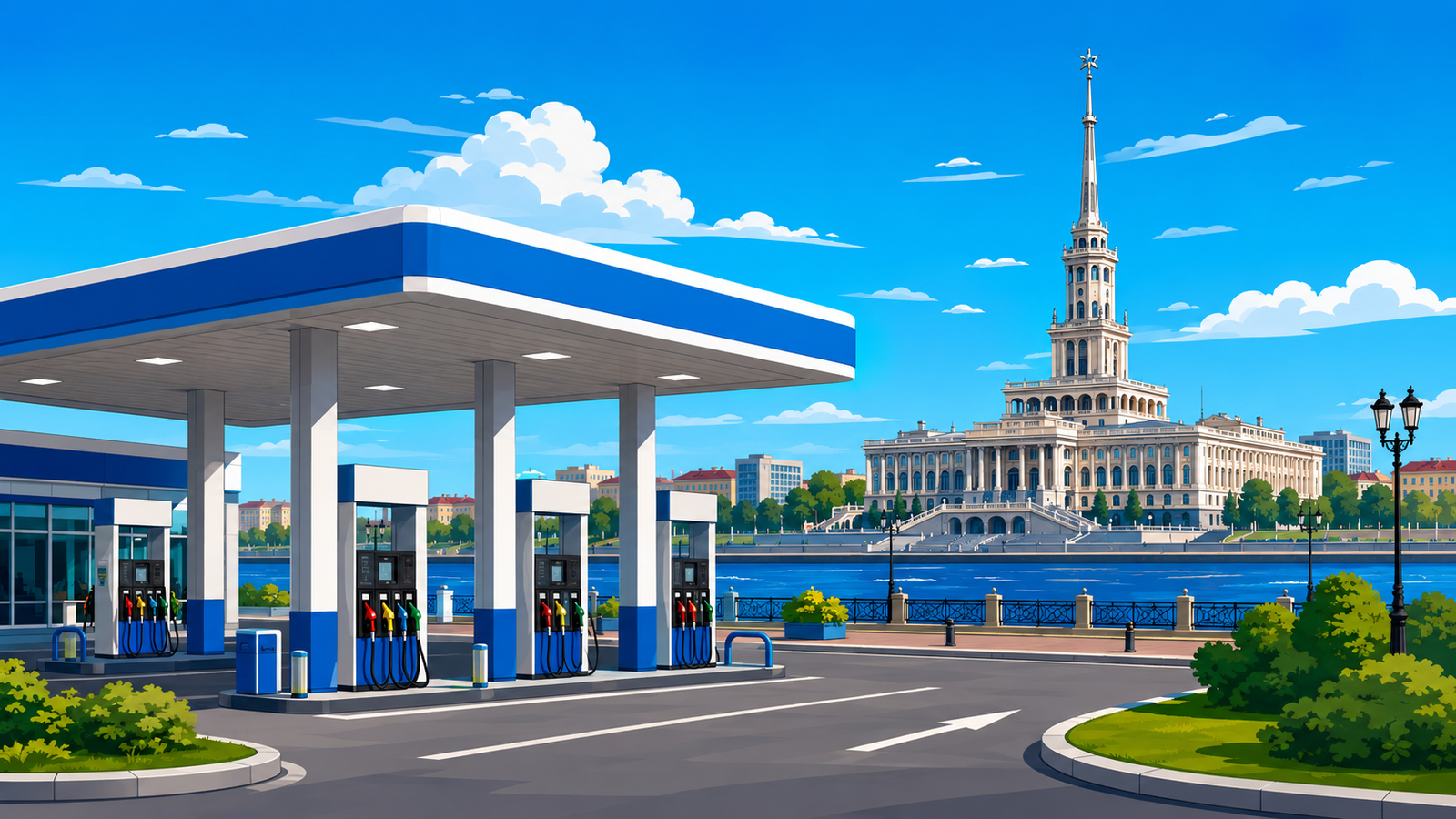 Карта заправок Архангельске с наличием топлива