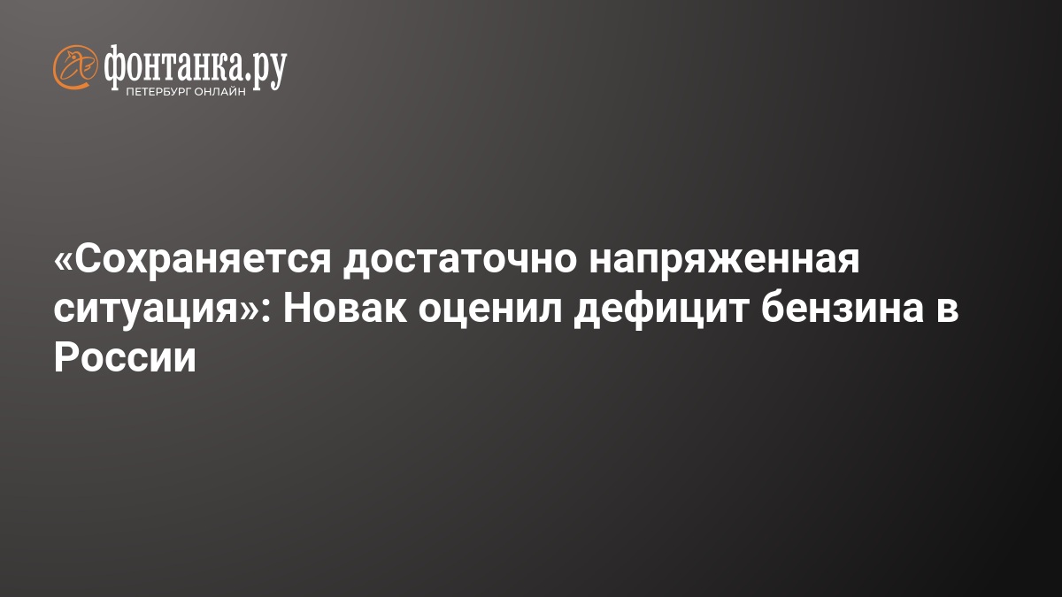 Новак оценил дефицит бензина в России — ФОНТАНКА.ру