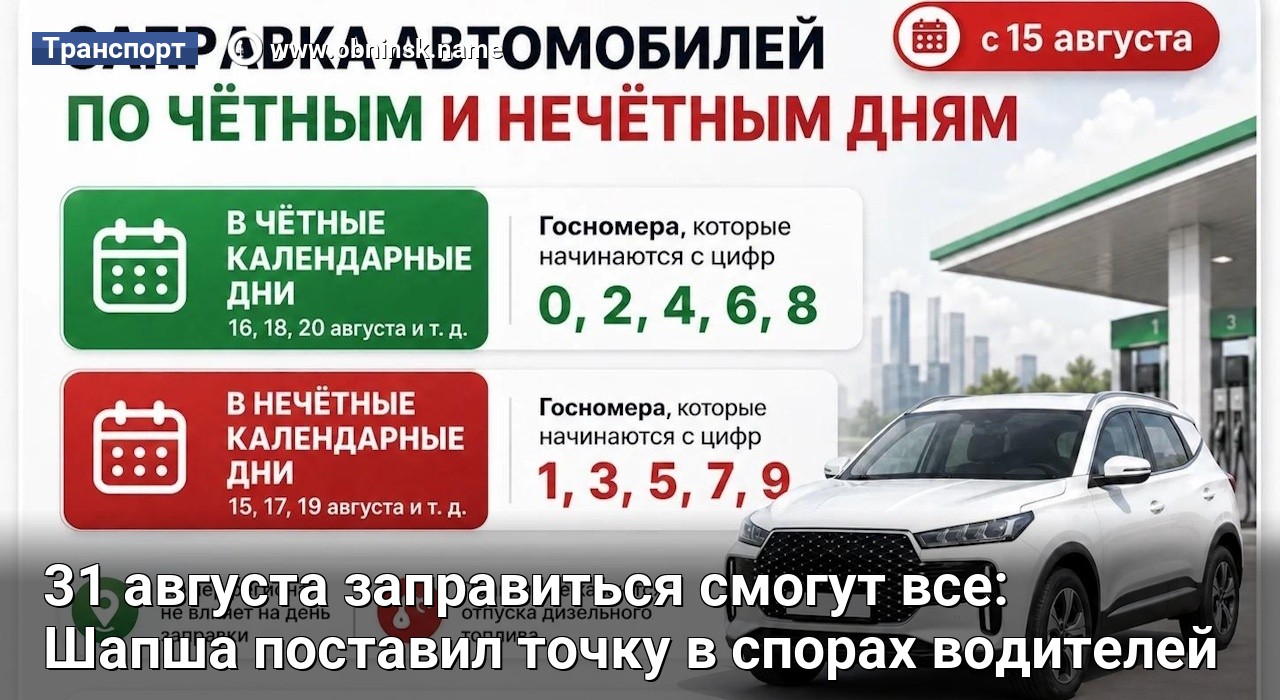 31 августа заправиться смогут все: Шапша поставил точку в спорах водителей [+видео] — Obninsk.Name