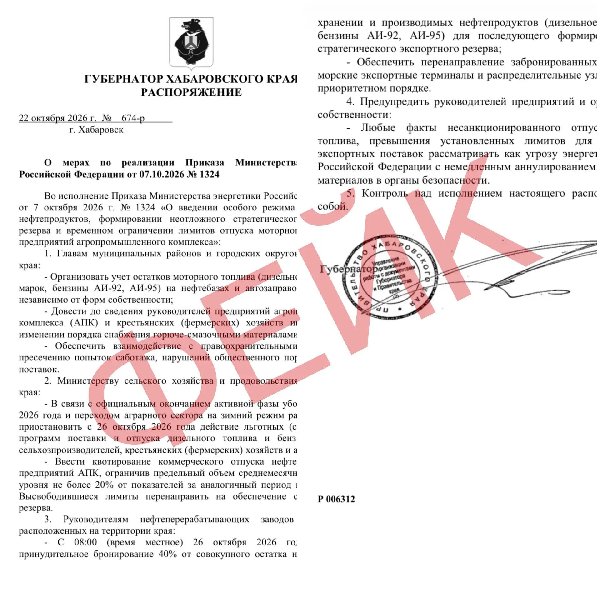 Стопфейк27: "В Хабаровском крае, якобы, хотят ограничить поставки топлива для предприятий — http://amurpress.ru/
