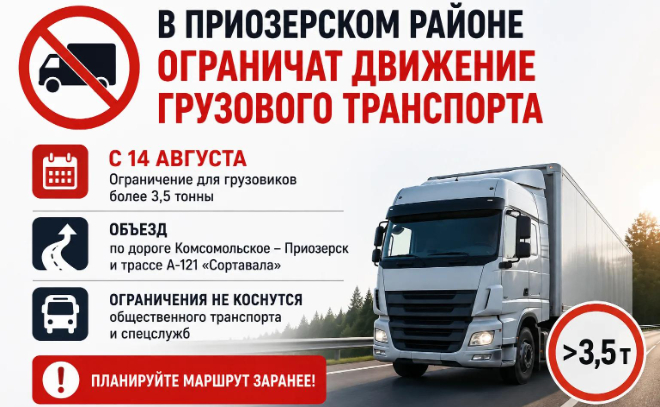 В Приозерском районе вводят ограничение движения для грузовиков — Телеканал ЛенТВ24