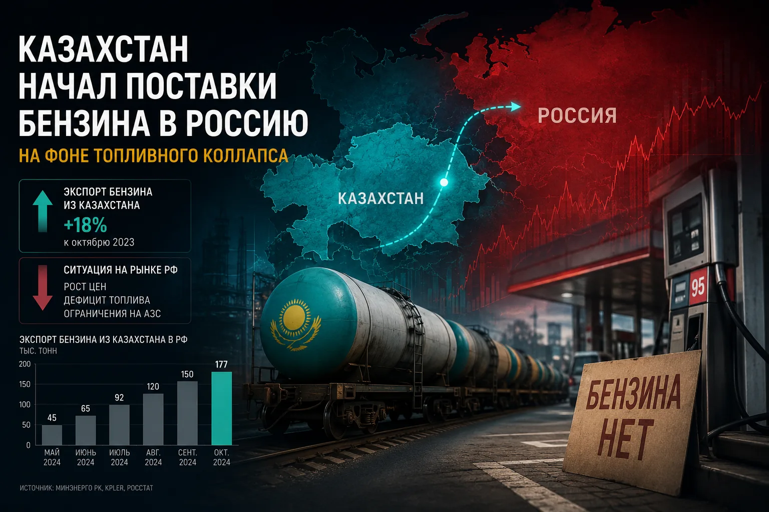 Казахстан начал поставки бензина в Россию на фоне топливного коллапса — FBM.ru
