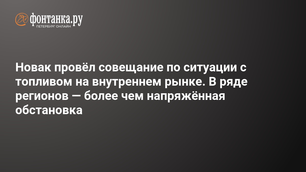Новак провёл совещание по ситуации с топливом на внутреннем рынке. В ряде регионов — более чем напряжённая обстановка — ФОНТАНКА.ру