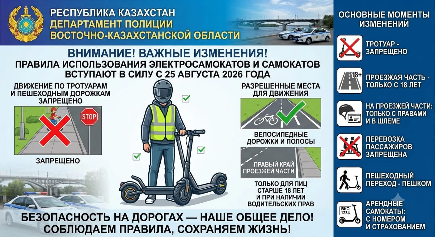 С 25 августа в Казахстане для электросамокатов действуют новые правила движения — ALTAINEWS