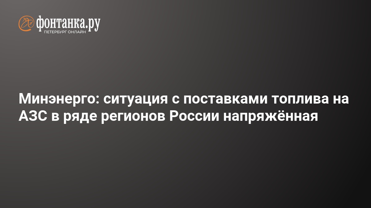 Минэнерго: ситуация с поставками топлива на АЗС в ряде регионов России напряжённая — ФОНТАНКА.ру