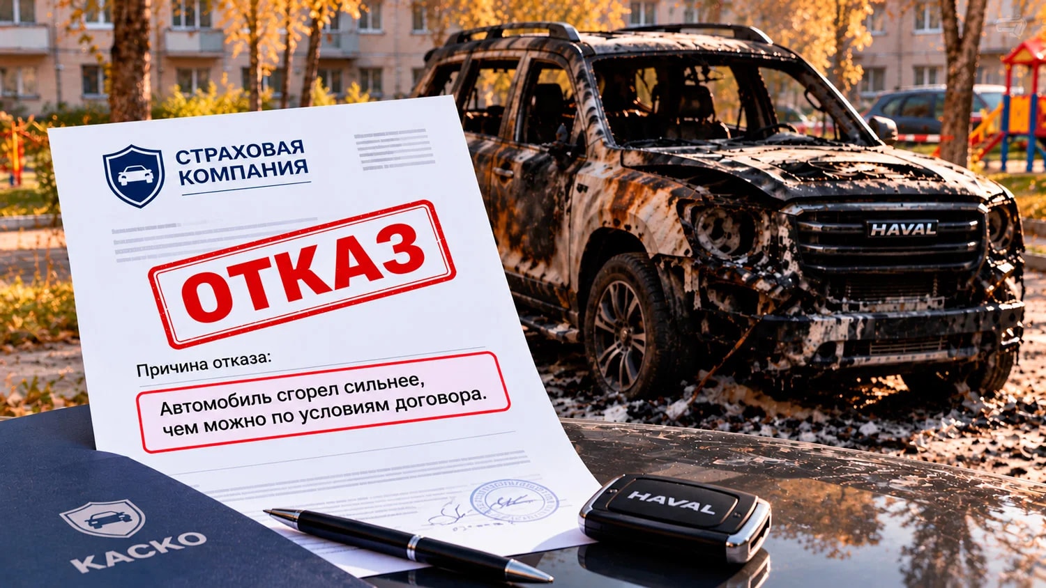 Haval сгорел «слишком сильно» для КАСКО: Верховный суд отменил отказ в выплате 3,3 млн рублей — КУ66