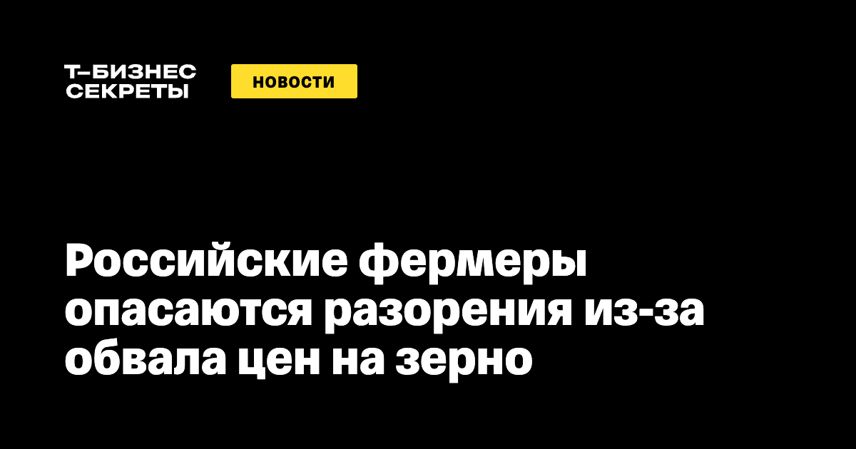 Российские фермеры опасаются разорения из-за обвала цен на зерно — Т-Бизнес секреты